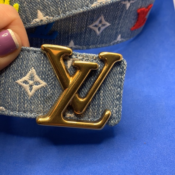 Rare Louis Vuitton Monogram Denim New Wave Belt - Picture 3 of 12
